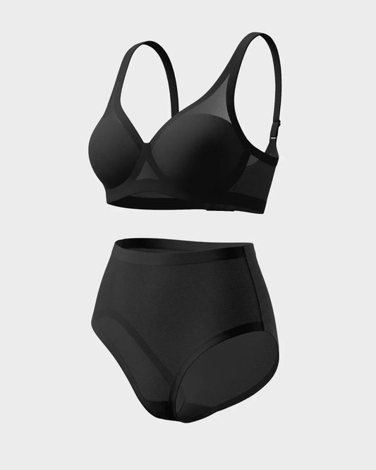 Black Light Lift Sheer Bra and Sheer High Cut Set